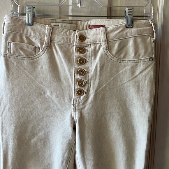Anthropologie Pilcro High Rise Skinny Button Fly Corduroy Pants in Creme Size 28 - Picture 4 of 6